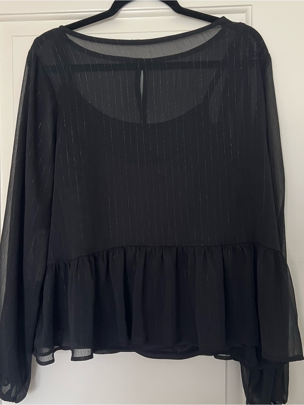NWT Apartment 9 Women’s XL Black Sheer Peplum Blouse Cami Attached Dressy Top